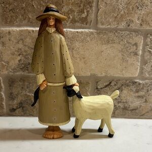 Charming Tan and Cream Figurine with Sheep 1996